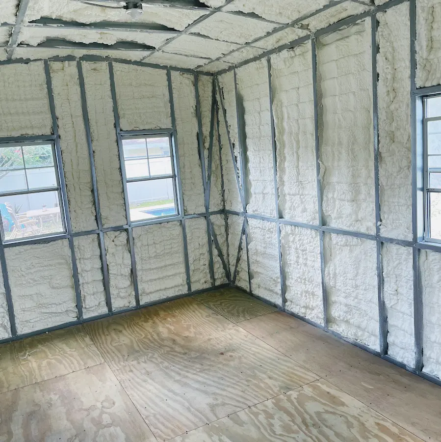 Closed-cell spray foam insulation applied to wall cavities in a residential project in Silver City